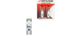 Bec Led - 8SMD 12V pozitie T10 W21x95d Canbus 2buc 4Cars - Alb 4C92544