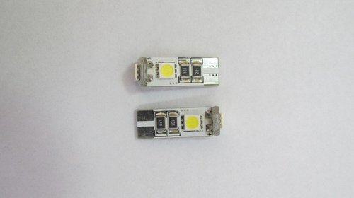 Bec led CanBus 3 SMD T10 lumina alba 12V (pret/set)