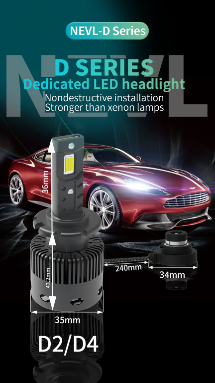 Bec LED D2S 12V CANBUS 8000lm/set COD:NVEL-D2S