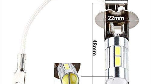 Bec led H3 10 SMD lupa set 2 buc far proiectoare ceata