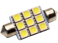 Bec Led Sofit 42MM 9 SMD 5050 12V Alba Cod PT77 130618-18