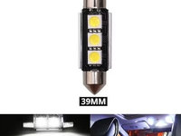 Bec Led Sofit C5W, 3 SMD, 39mm, 12V, Canbus, Pentru Plafoniere, Portbagaj, Lumina Alb 6000K KRU157