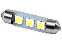 Bec Led Sofit C5W, 3 SMD, 39mm, 12V, Pentru Plafoniere, Portbagaj, Lumina Alb 6000K KRU108