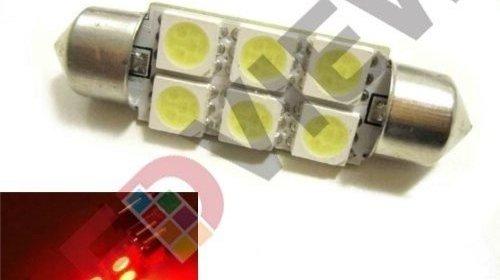 Bec led sofit, C5W, festoon 6 SMD 5050 41 mm,