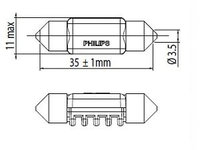 Bec, lumini interioare AUDI A4 Allroad (8KH, B8) (2009 - 2016) PHILIPS 128584000KX1 piesa NOUA