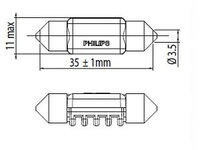 Bec, lumini interioare RENAULT CLIO III (BR0/1, CR0/1) (2005 - 2016) Philips 128584000KX1