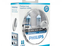 Bec Philips H4 P43T 12V 60/55W Whitevision Set 2 Buc 12342WHVSM