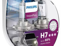 Bec Philips H7 12V 55W VisionPlus +60% Set 2 Buc 12972VPS2