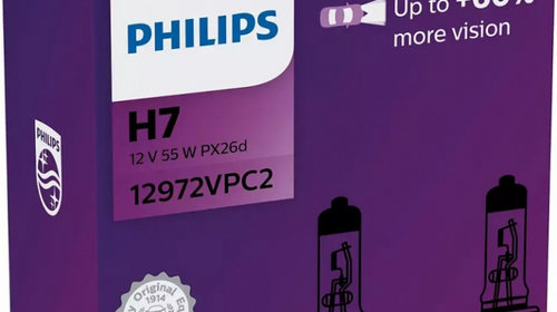 Bec Philips H7 12V 55W Visioplus Set 2 Buc 12