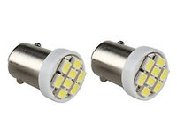 Bec pozitie 8 SMD lumina alba 12V BA9S (pret/set) JSUN47