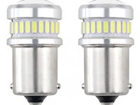 Bec pozitie ciresa auto tip LED Canbus, R5W, 12V-24V, BA15s, 24 LED SMD + 6 LED SMD 3030, 2 buc.