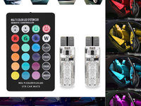 Bec pozitie RGB CU TELECOMANDA - T10, 6 LED SMD 5050 RGB 12V (pret/set) AL-220118-6