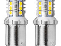 Bec semnalizare AMIO LED Canbus, BA15S P21W R10W R5W Alb 12V/24V, 3030 16SMD 1156, set 2 buc