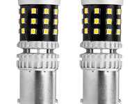 Bec semnalizare AMIO LED Canbus, BA15S P21W R10W R5W Alb 12V/24V, 2016 39SMD 1156, set 2 buc