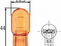 Bec semnalizator 8GP 009 021-002 HELLA pentru Mitsubishi Asx Mitsubishi Rvr Mitsubishi Outlander Toyota Ist Toyota Urban Mitsubishi I Fiat 500 Mazda Cx-7 Mitsubishi Galant Mitsubishi Lancer Mazda 6 Nissan X-trail CitroEn C-zero Honda Cr-v Mazda 5 Toy