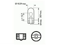 BEC SOCLU STICLA 12V W5W SET 20 BUC SCT