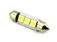 Bec sofit 3 led SMD led-uri, 12V lumina albastra (11x39mm) (set 2 buc.) AL-TCT-1272