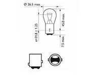 BEC STOP FRANA 12V P21/5W BAY15D SET 10 BUC SCT