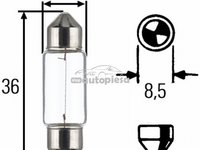 Bec SV8,5 12V 5W 11/35mm C5W HELLA 8GM 002 092-121 piesa NOUA