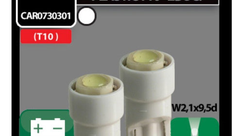 Bec tip LED 12V 1W soclu plastic T10 W21X95d 2buc Carpoint - Alb focalizat CAR0730301