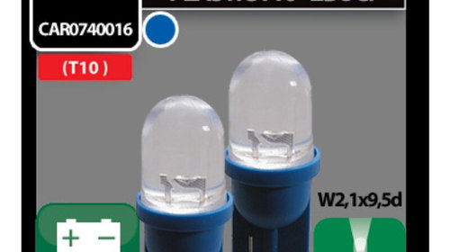 Bec tip LED 12V 5W soclu plastic T10 W21X95d 2buc Carpoint - Albastru focalizat CAR0740016