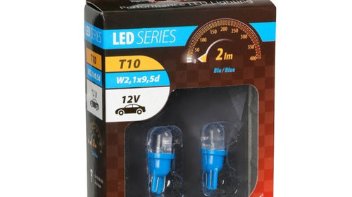 Bec tip LED 12V soclu pl. T10 W21X95d 2buc Albastru focalizat LAM58140