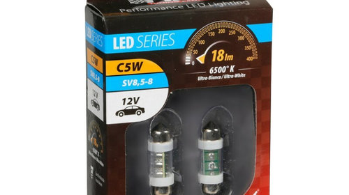 Bec tip LED 12V sofit cu 3 leduri 10x36mm SV85-8 (C5W) 2buc - Alb LAM58394