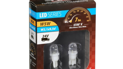 Bec tip LED 24V poz semn bord soclu pl W5W W21x95d 2buc - Alb LAM98340