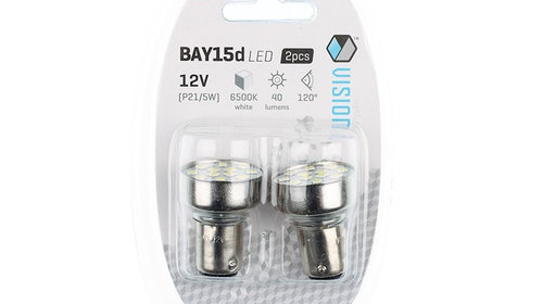 Bec Vision P21 / 5w Bay15d 12v 12x 5mm Led, Alb, 2 Buc 58331