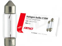 Becuri Cu Halogen C10w Festoon 31mm 12v 10buc Amio 02555