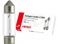 Becuri Cu Halogen C10w Festoon 41mm 12v 10buc Amio 02557