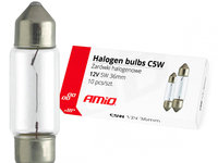 Becuri Cu Halogen C5w Festoon 36mm 12v 10buc Amio 01486