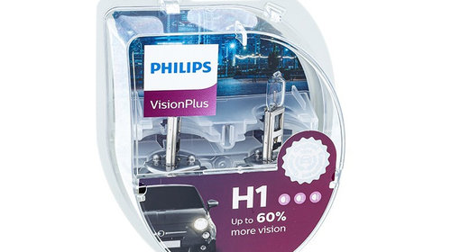 Becuri Philips H1 12v 55w P14,5s Visionplus +60% PH-36322
