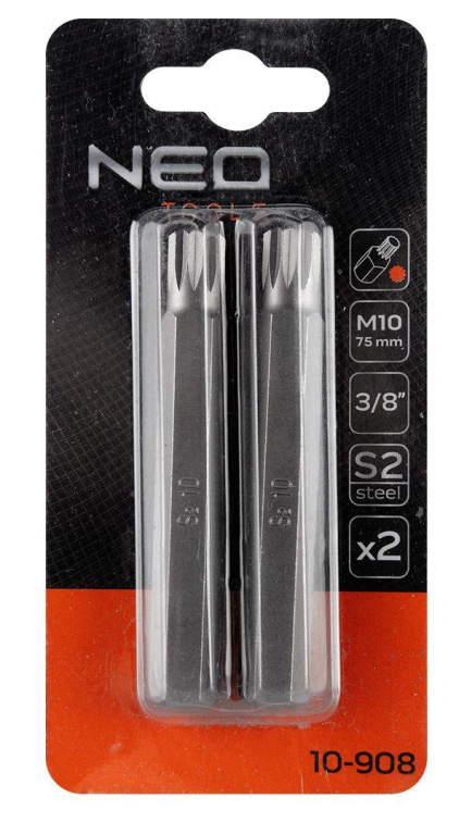 Bit tip ",spline", M10x75mm, S2-