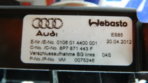 Blocator pe partea stanga la sistemul de decapotare Audi A3 8P Cabrio cod: 8P7871443F model 2013