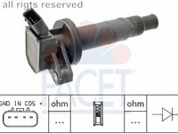 Bobina de inductie 9 6361 FACET pentru Toyota Vitz Toyota Yaris Toyota Yarisvitz Toyota Altis Toyota Corolla Toyota Celica Toyota Mr Toyota Rav Toyota Avensis Toyota Runx Toyota Axioaltis CitroEn C1 Peugeot 107 Toyota Aygo Toyota Belta Toyota Viosyar