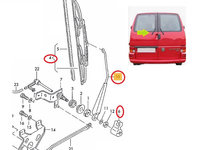 Brat stergator luneta VW Transporter (T4)/Caravelle/Multivan, 07.1990-03.2003, Versiune usa spate Dubla, partea Stanga, cu lamela stergator 400 mm, Aftermarket