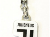 Breloc cheie inox compatibil echipa Juventus Torino alb/negru