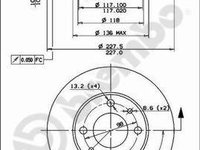 Brembo set discuri spate,pline,diametru 227mm,4gauri,grosime 9mm