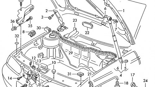 Broasca capota motor, pe traversa VW GOLF 4/B