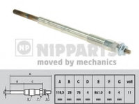 Bujie incandescenta N5713014 NIPPARTS pentru Mazda 3 Mazda 2 Mazda Demio Mazda Axela