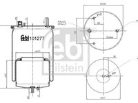 Burduf suspensie pneumatica 101277 FEBI BILSTEIN pentru Nissan Primera Volvo 740 Nissan Navara Nissan Pick Vw Touran Bmw Seria 5 Volvo S60 Vw Transporter Bmw Seria 3 Vw Multivan Vw Passat Vw Caddy Vw Jetta Vw Vento Volvo Fm Volvo Fmx Volvo Fh