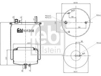 Burduf suspensie pneumatica 101358 FEBI BILSTEIN pentru Nissan Primera Volvo 740 Nissan Navara Nissan Pick Vw Touran Bmw Seria 5 Volvo S60 Vw Transporter Bmw Seria 3 Vw Multivan Vw Passat Vw Caddy Vw Jetta Vw Vento Volvo Fm Volvo Fmx Volvo Fh