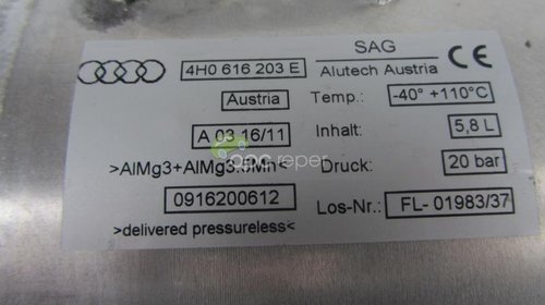 Butelie Perne Aer - Acumulator Presiune - Audi A8 4H - 4H0616203E