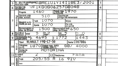 Buton avarie Renault Laguna 2 [2001 - 2005] Grandtour wagon 1.9 DCi MT (120 hp) Cod motor F9Q-C7-50