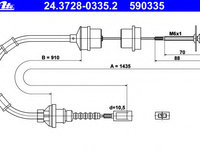 Cablu ambreiaj 24 3728-0335 2 ATE pentru Fiat Ducato 2002 2003 2004 2005 2006 2007 2008 2009 2010 2011 2012 2013 2014 2015 2016 2017 2018 2019 2020 2021 2022 2023 2024