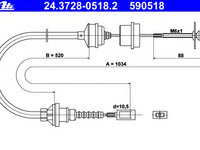 Cablu ambreiaj 24 3728-0518 2 ATE pentru Peugeot Boxer Fiat Ducato CitroEn Jumper CitroEn Relay