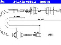 Cablu ambreiaj 24 3728-0519 2 ATE pentru Citroen Jumper 1994 1995 1996 1997 1998 1999 2000 2001 2002