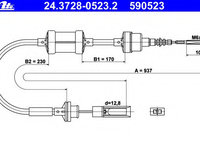 Cablu ambreiaj 24 3728-0523 2 ATE pentru Fiat Brava Fiat Bravo Fiat Marea