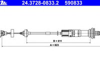 Cablu ambreiaj 24 3728-0833 2 ATE pentru Peugeot 206